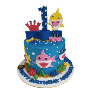 Baby Shark themed cake for kids
