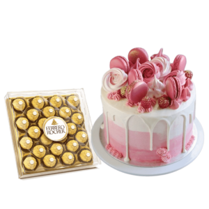 Macaron cake with Ferrero Rocher chocolate box-combo