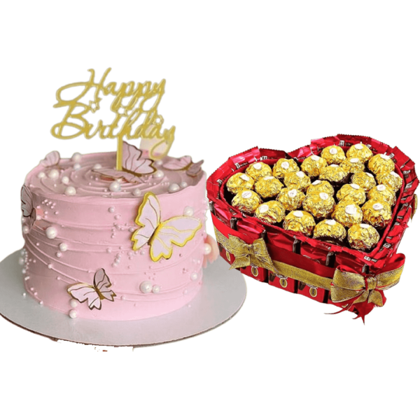 Butterfly cake with chocolates-combo