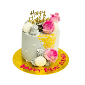 Macarons and flowers cake