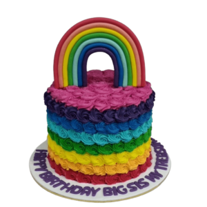 Rainbow themed birthday cake