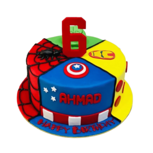 Superheroes themed birthday cake