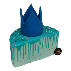 half birthday cake with crown