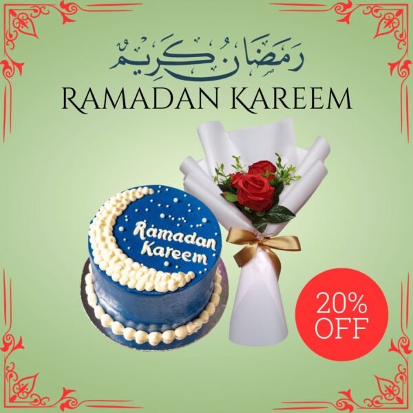 Ramadan Kareem Cake + 3 pcs flowers